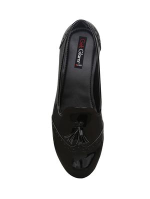 black faux leather slip on loafers - 14871891 - Standard Image - 3