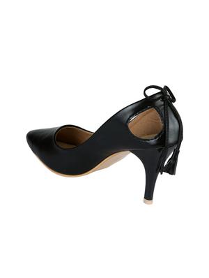 black pu slip on pumps - 14873015 - Standard Image - 3