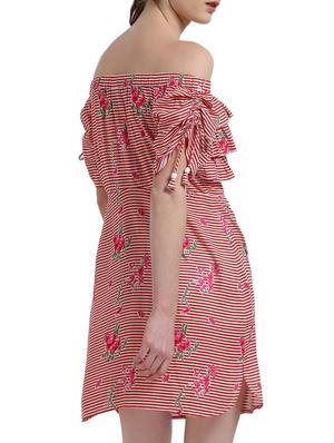 red rayon ruffled dress - 14875225 - Standard Image - 3