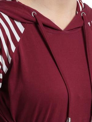 maroon striped belted dress - 14875229 - Standard Image - 6