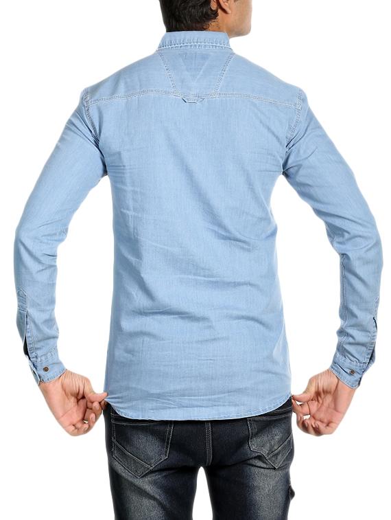 blue denim casual shirt - 14876039 - Zoom Image - 3