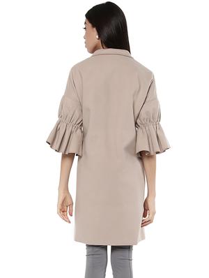 solid beige trench/overcoat - 14876075 - Standard Image - 3