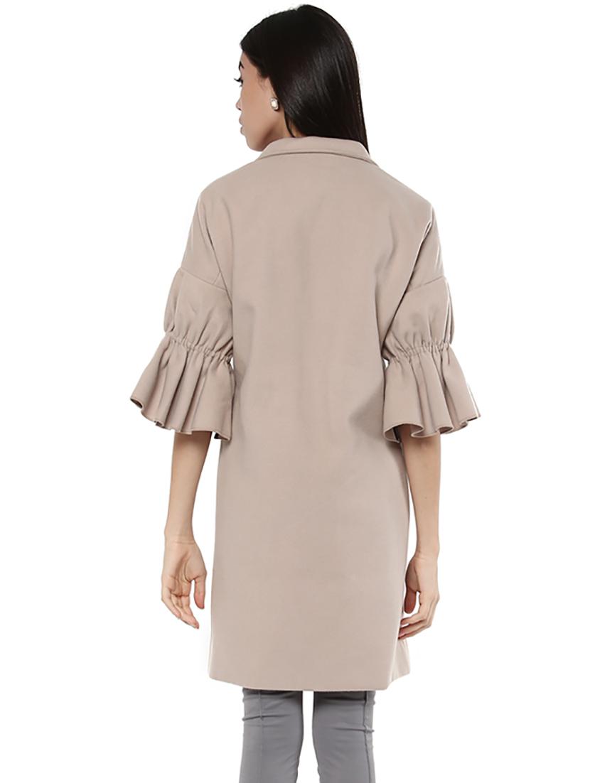 solid beige trench/overcoat - 14876075 - Zoom Image - 3