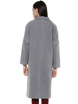 solid grey trench/overcoat - 14876079 - Standard Image - 3