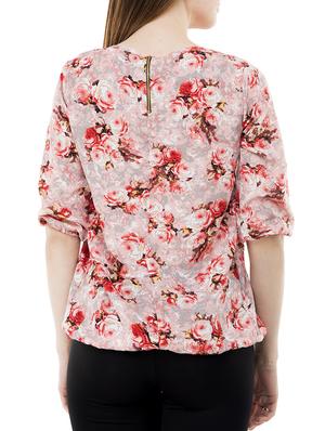 pleated neck floral blouson top - 14876287 - Standard Image - 3