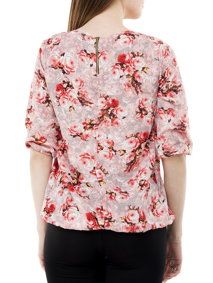 pleated neck floral blouson top - 14876287 - Zoom Image - 3