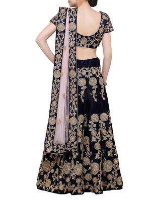 blue velvet flared lehenga - 14877543 - Standard Image - 3