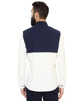 navy blue cotton casual shirt - 14880126 - Standard Image - 3