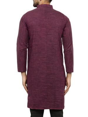 purple cotton long kurta - 14880716 - Standard Image - 3