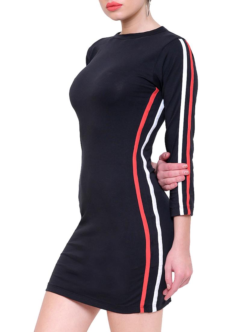 contrasting side striped bodycon dress - 14880839 - Zoom Image - 3