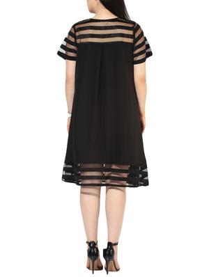 sheer paneled a-line plus dress - 14882842 - Standard Image - 3