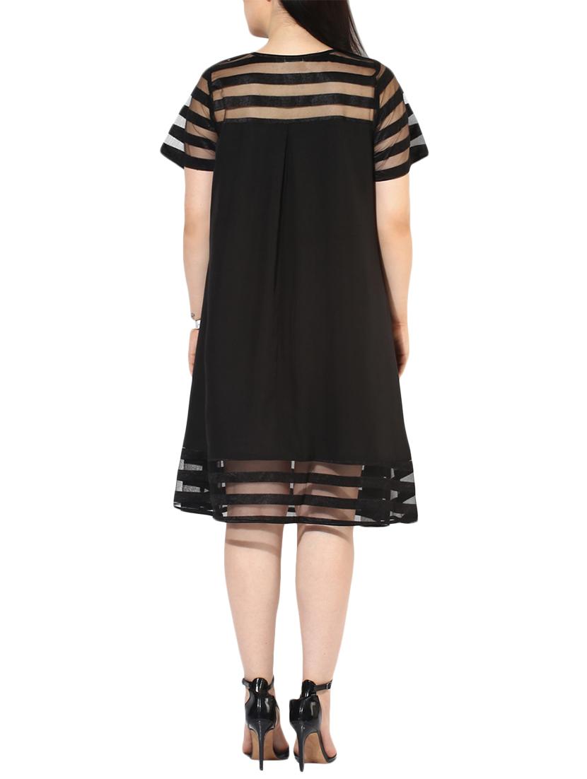 sheer paneled a-line plus dress - 14882842 - Zoom Image - 3