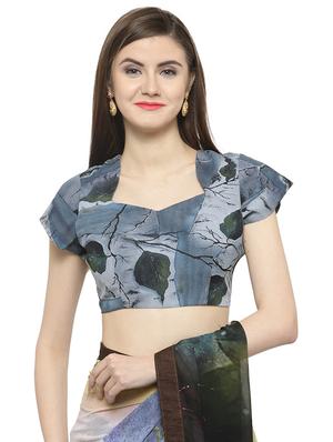 grey georgette printed saree with blouse - 14884293 - Standard Image - 3