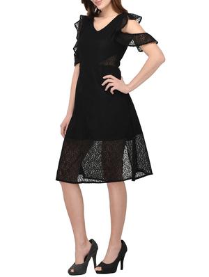 black solid a-line dress - 14884733 - Standard Image - 3
