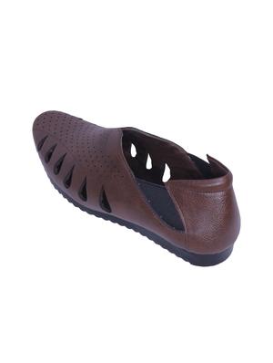 brown leatherette slip on sandal - 14885105 - Standard Image - 3