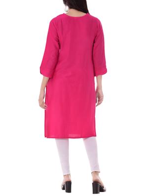 pink rayon straight kurta - 14886056 - Standard Image - 3