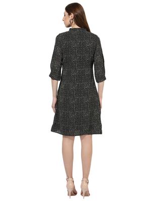 black georgette a-line dress - 14886968 - Standard Image - 3