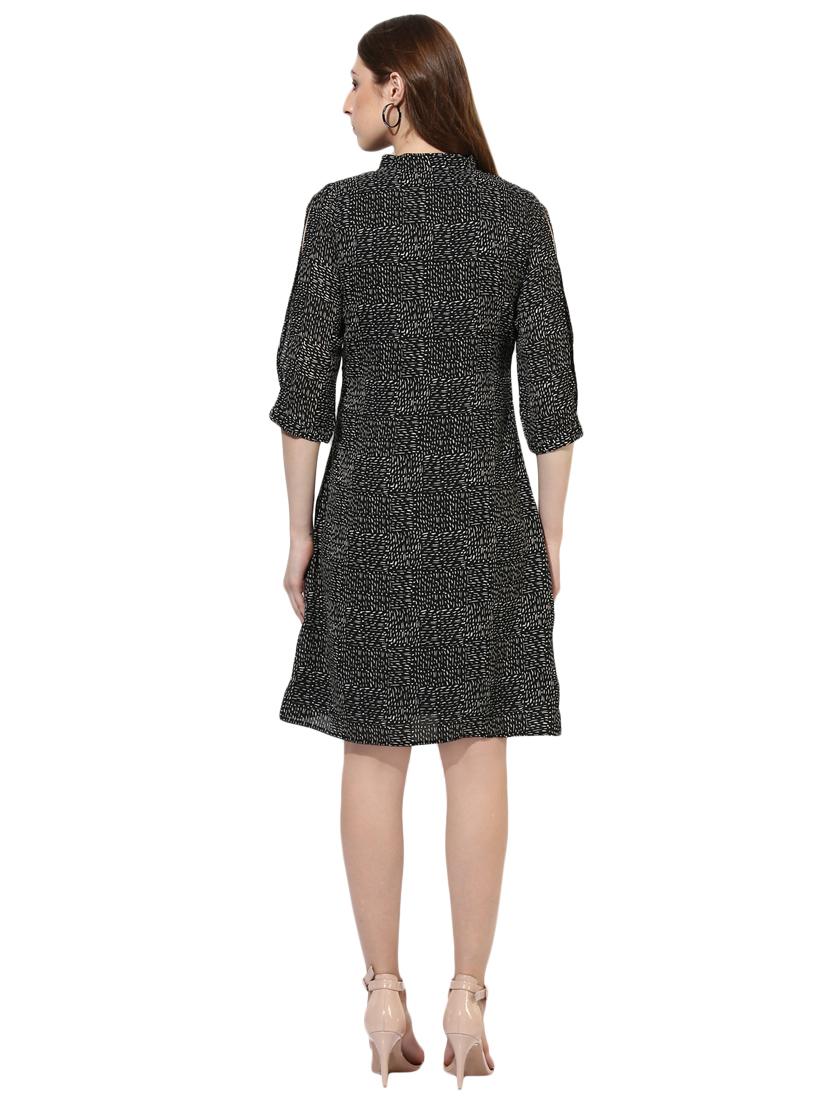 black georgette a-line dress - 14886968 - Zoom Image - 3