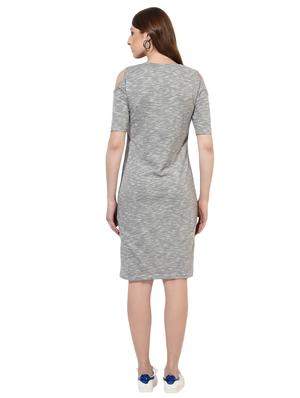 Printed cold shoulder sheath dress - 14886971 - Standard Image - 3