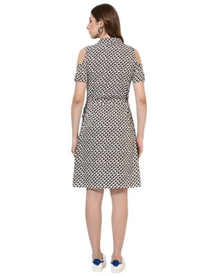 cold shoulder printed belted dress - 14886972 - Standard Image - 3
