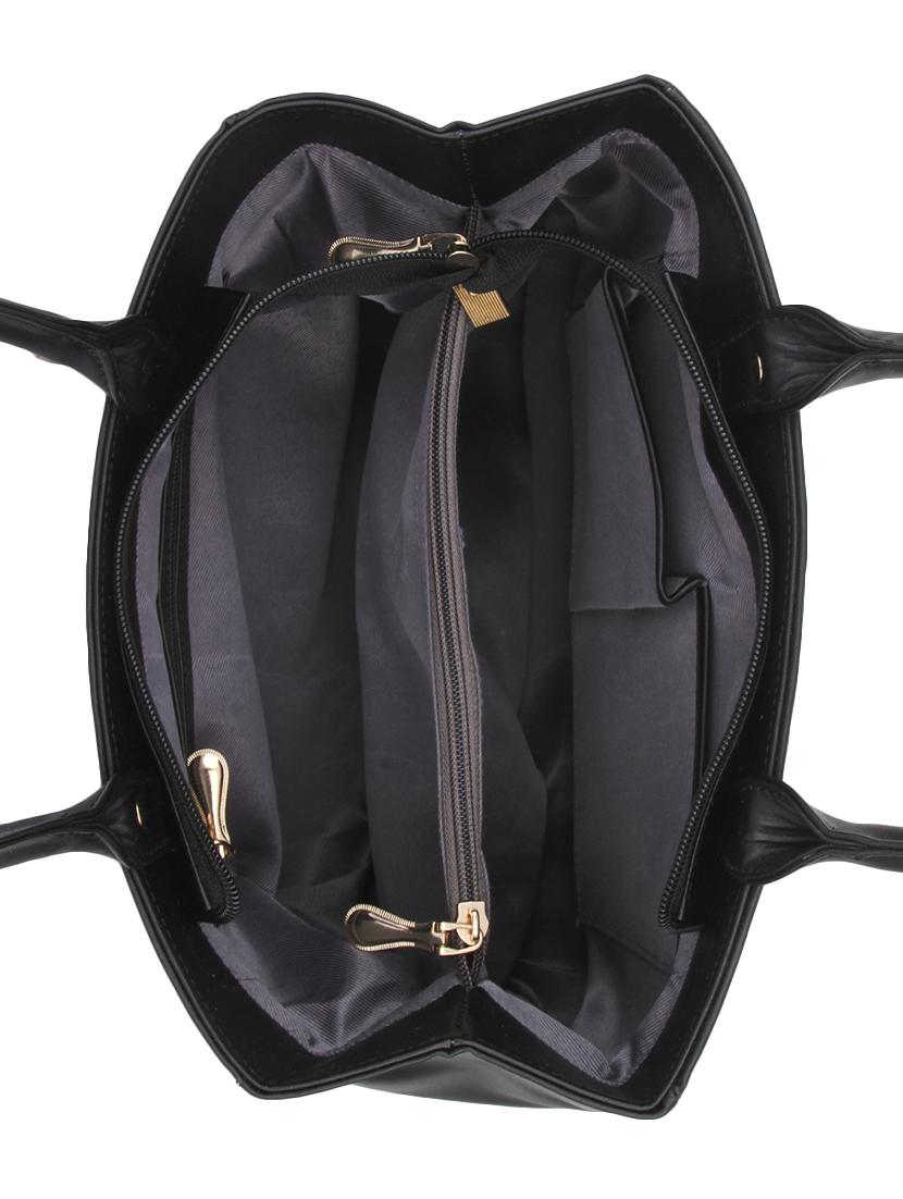 black leatherette regular handbag - 14887116 - Zoom Image - 3