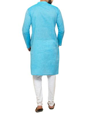 PAROKSH light blue cotton long kurta - 14887946 - Standard Image - 3