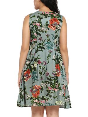 green rayon plus dress - 14888011 - Standard Image - 3