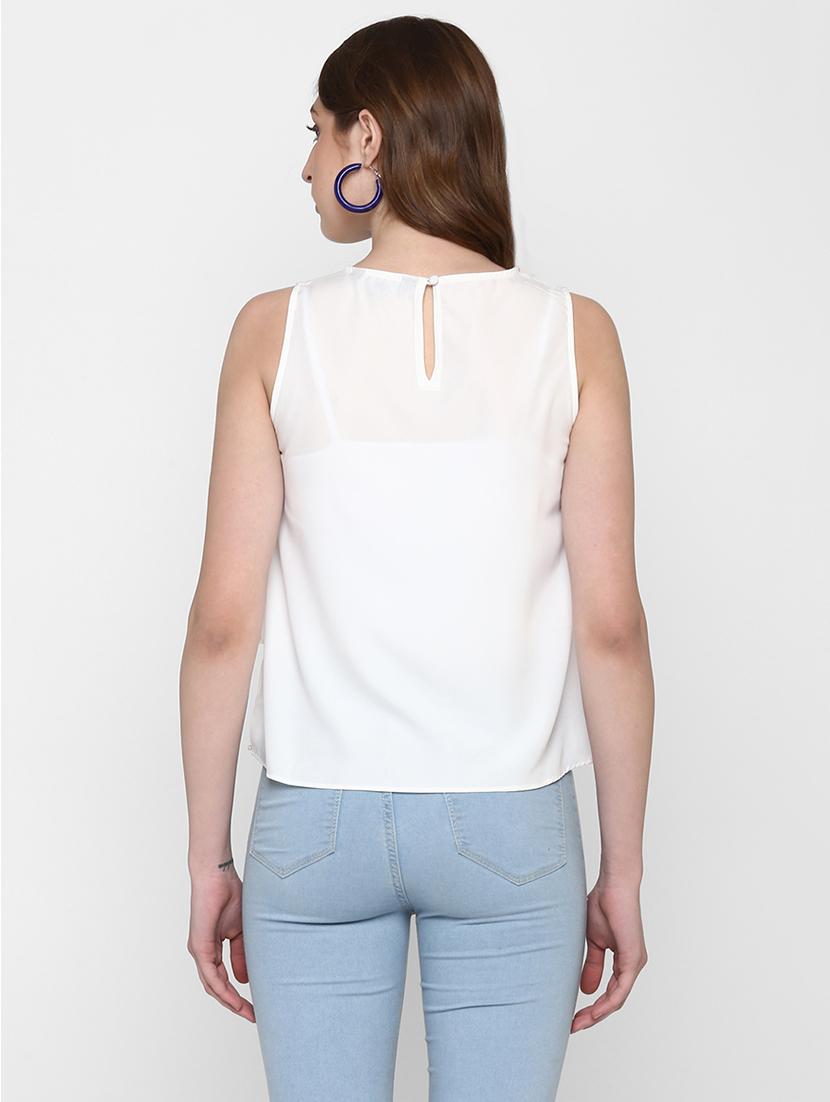Pearl embellished ruffle overlay top - 14888795 - Zoom Image - 3