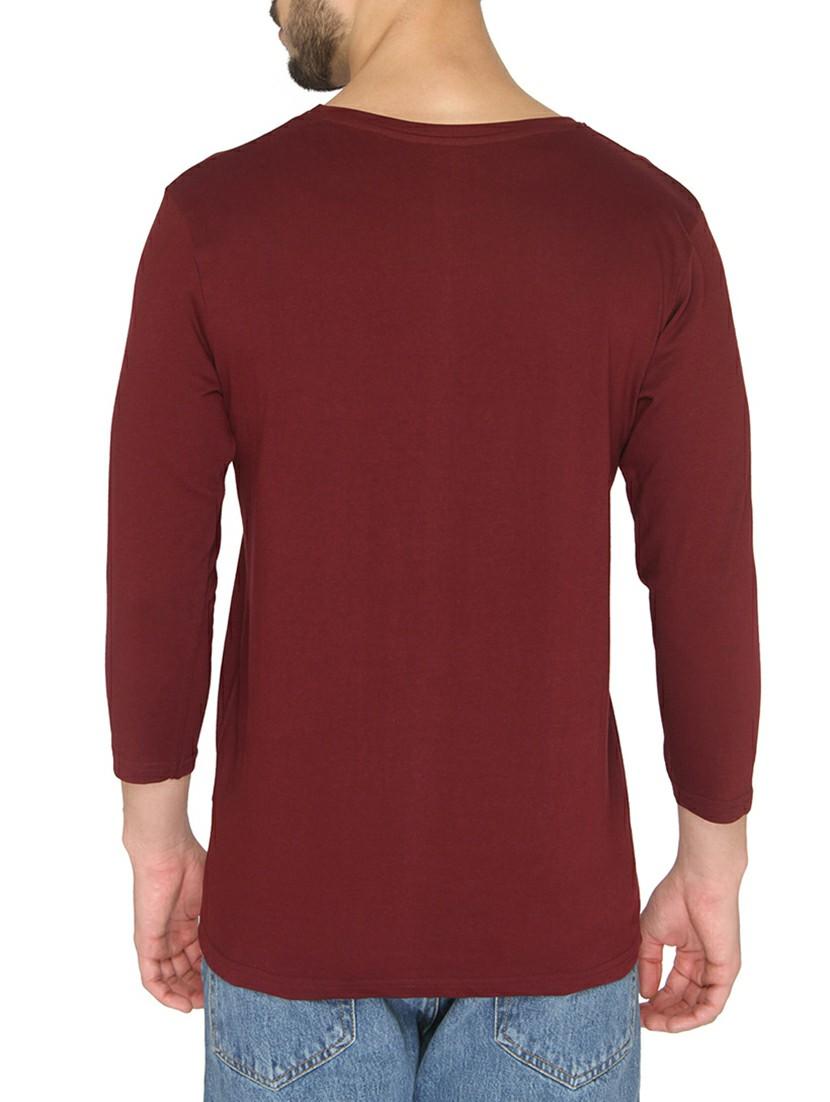 maroon cotton chest print t-shirt - 14888970 - Zoom Image - 3