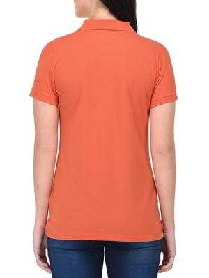 orange solid polo neck tee - 14889055 - Standard Image - 3