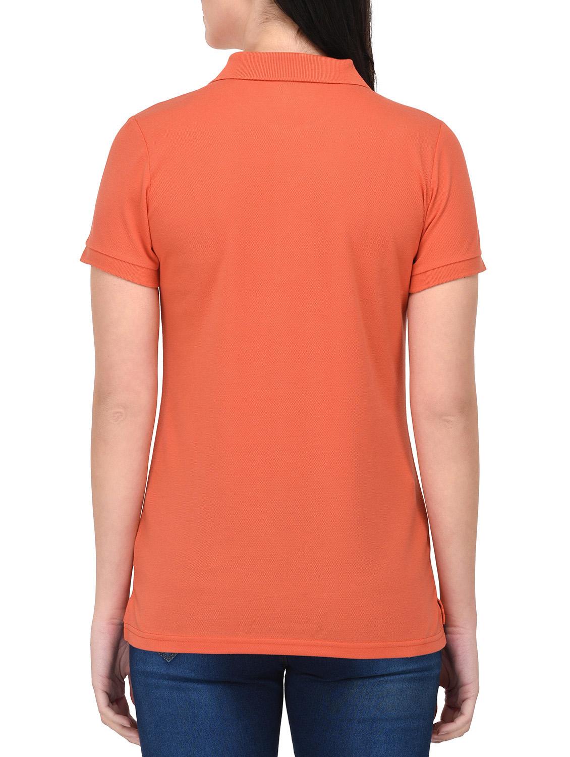 orange solid polo neck tee - 14889055 - Zoom Image - 3