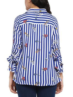floral striped asymmetric plus tunic - 14889145 - Standard Image - 3