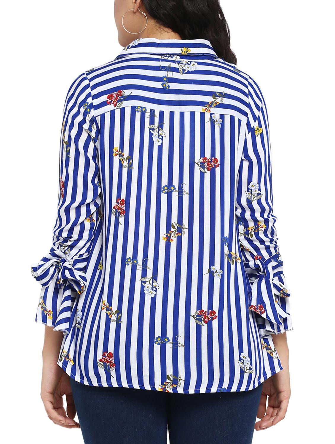 floral striped asymmetric plus tunic - 14889145 - Zoom Image - 3