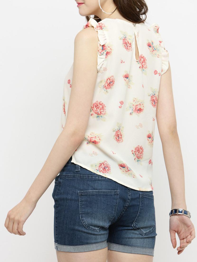 white printed georgette top - 14889432 - Zoom Image - 3