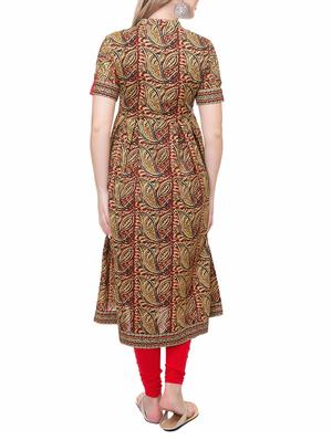 brown cotton flared kurta - 14889569 - Standard Image - 3