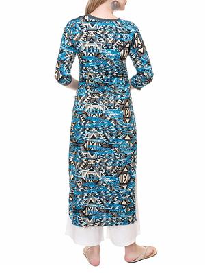 blue rayon high slit kurta - 14889575 - Standard Image - 3