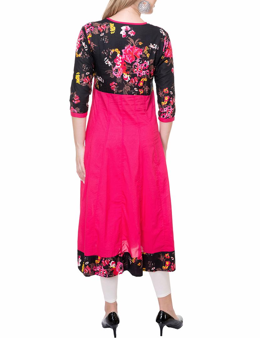 pink cotton anarkali kurta - 14889591 - Zoom Image - 3