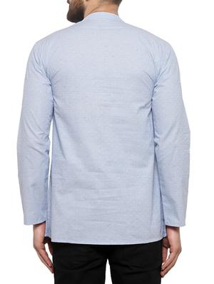 light blue cotton short kurta - 14890664 - Standard Image - 3