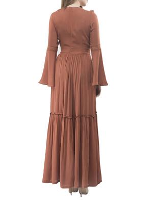 brown solid maxi dress - 14890927 - Standard Image - 3