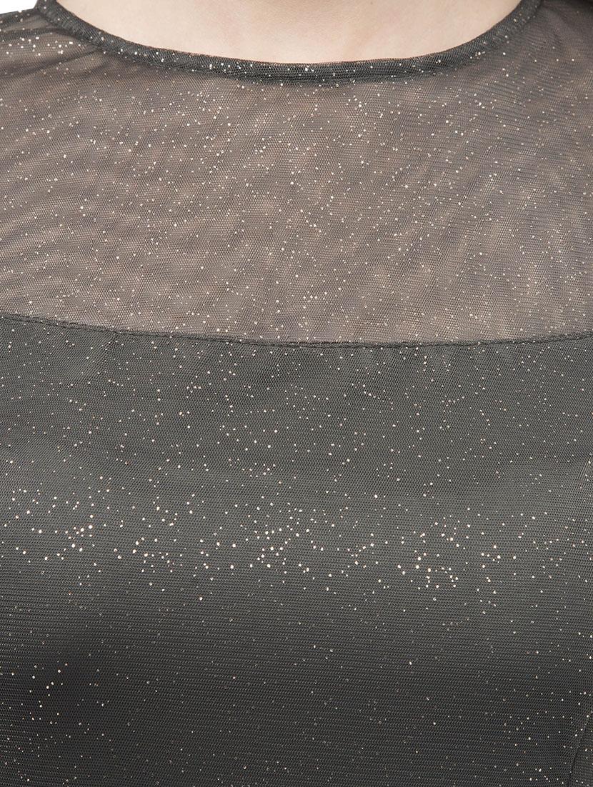 sheer panel round neck gown - 14890929 - Zoom Image - 3