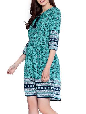 green fit & flare dress - 14891668 - Standard Image - 3