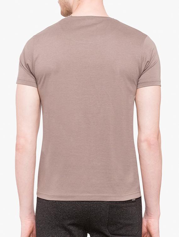 brown cotton chest print tshirt - 14891832 - Zoom Image - 3