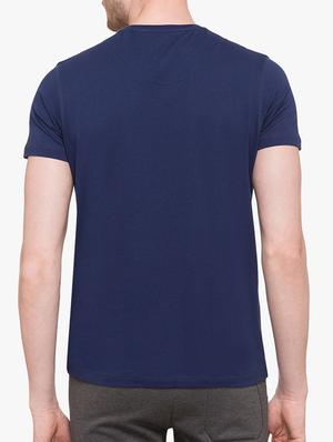 navy blue cotton chest print t-shirt - 14891850 - Standard Image - 3