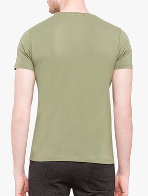 olive green cotton chest print t-shirt - 14891861 - Standard Image - 3