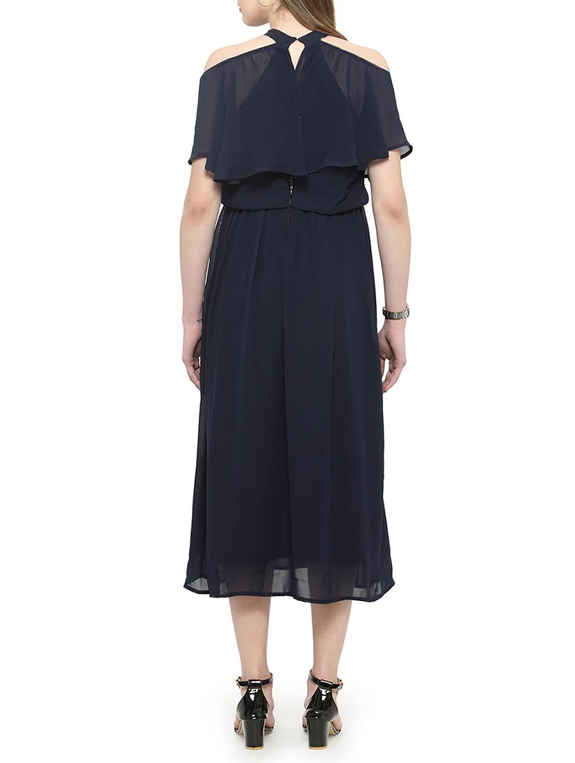 navy blue crepe blouson dress - 14892079 - Zoom Image - 3