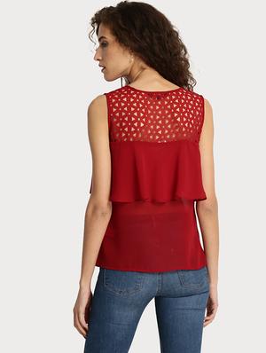 solid maroon layered top - 14892183 - Standard Image - 3