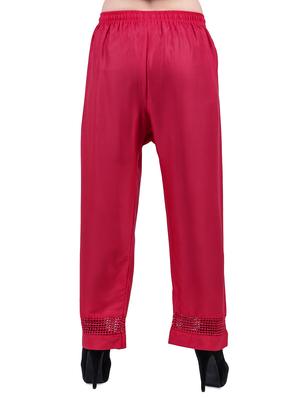 red viscose straight palazzo - 14892268 - Standard Image - 3