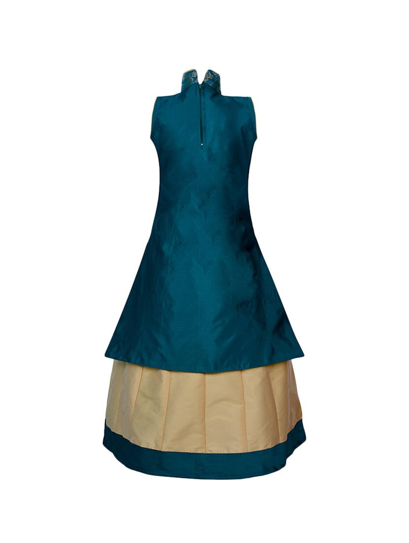 blue silk blend lehnga choli - 14892907 - Zoom Image - 3