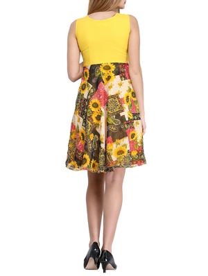 yellow floral fit & flare dress - 14893197 - Standard Image - 3