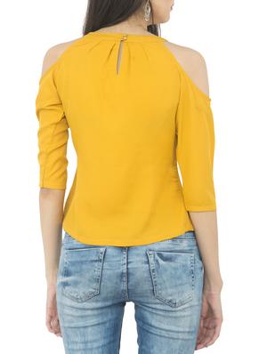yellow solid cold shoulder top - 14893203 - Standard Image - 3
